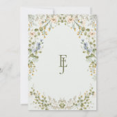 Invitation Mariage élégant aux fleurs sauvages pastel vert  (Dos)