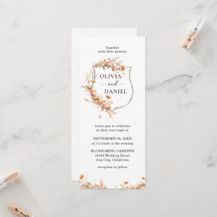 Invitation Mariage Élégant aux fleurs sauvages rétro et fanta