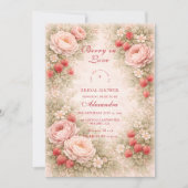 Invitation Mariage Élégant aux Fraises (Devant)