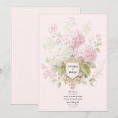 Invitation Mariage Élégant aux Hydrangeas Roses et Blancs (Devant / Derrière)