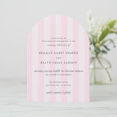 Invitation Mariage élégant aux rayures roses modernes (Debout devant)