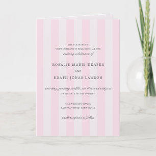 Invitation Mariage élégant aux rayures roses modernes