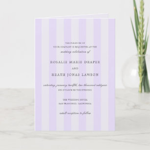 Invitation Mariage élégant aux rayures violettes modernes