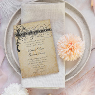Invitation Mariage élégant aux tourbillons funky noirs