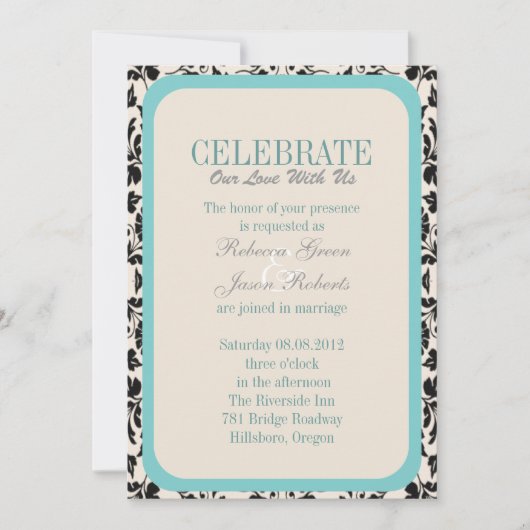 Invitation mariage élégant aux tourbillons lis floral paon vi (Devant)