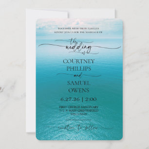 Invitation Mariage Élégant aux Vagues de l'Océan