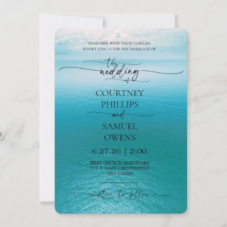 Invitation Mariage Élégant aux Vagues de l'Océan