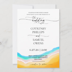 Invitation Mariage Élégant aux Vagues Océaniques