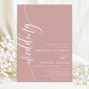 Invitation Mariage élégant avec calligraphie script Rose Pous