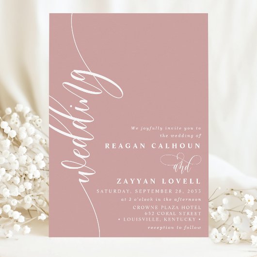 Invitation Mariage élégant avec calligraphie script Rose Pous