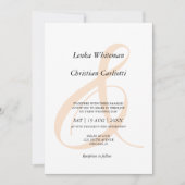 Invitation Mariage élégant avec code QR Ampersand pêche douce (Devant)