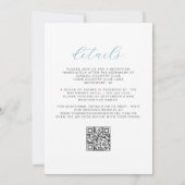 Invitation Mariage élégant avec code QR argent et floral aqua (Dos)
