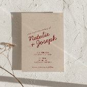 Invitation Mariage élégant avec code QR bleu rouge profond et