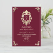 Invitation Mariage élégant avec code QR Bourgogne (Debout devant)