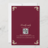 Invitation Mariage élégant avec code QR Bourgogne (Dos)