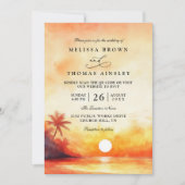 Invitation Mariage élégant avec code QR de coucher de soleil  (Devant)