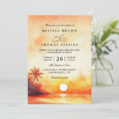 Invitation Mariage élégant avec code QR de coucher de soleil  (Debout devant)