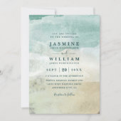 Invitation Mariage élégant avec code QR de destination océan  (Devant)