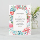 Invitation Mariage élégant avec code QR de la vie marine sarc (Debout devant)