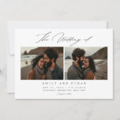Invitation Mariage élégant avec code QR de photo de plage en  (Devant)