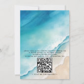 Invitation Mariage élégant avec code QR de plage d'océan bleu (Dos)