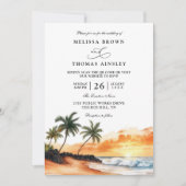 Invitation Mariage élégant avec code QR de plage tropicale Ma (Devant)