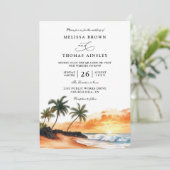 Invitation Mariage élégant avec code QR de plage tropicale Ma (Debout devant)