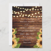 Invitation Mariage élégant avec code QR en bois rustique et t (Devant)