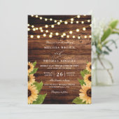 Invitation Mariage élégant avec code QR en bois rustique et t (Debout devant)