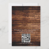 Invitation Mariage élégant avec code QR en bois rustique et t (Dos)