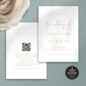 Invitation Mariage élégant avec code QR en écriture dorée