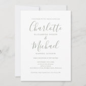 Invitation Mariage élégant avec code QR en écriture Sage Gree (Devant)
