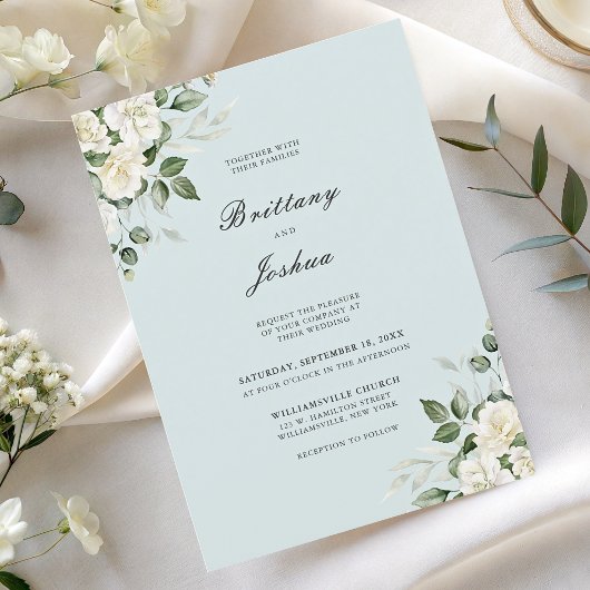 Invitation Mariage élégant avec code QR et écriture florale v