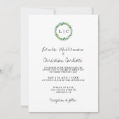 Invitation Mariage élégant avec code QR et monogramme de verd (Devant)