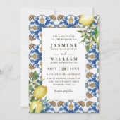 Invitation Mariage élégant avec code QR feuillage citron vint (Devant)