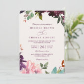 Invitation Mariage élégant avec code QR Fleurs romantiques Bo (Debout devant)