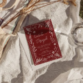 Invitation Mariage élégant avec code QR floral bleu rouge mod