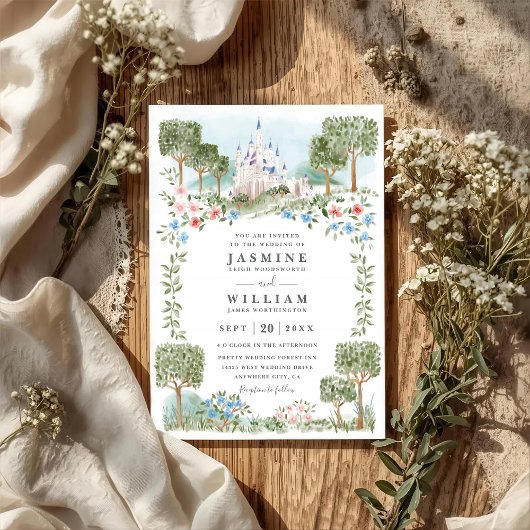 Invitation Mariage élégant avec code QR Il était une fois dan