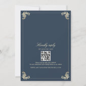 Invitation Mariage élégant avec code QR Navy (Dos)