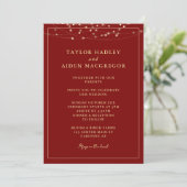 Invitation Mariage élégant avec code QR rouge profond (Debout devant)