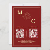 Invitation Mariage élégant avec code QR rouge profond (Dos)