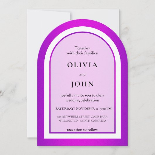 Invitation Mariage élégant avec dégradé de violet (Devant)