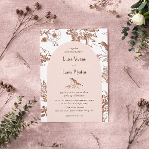 Invitation Mariage élégant avec détails vintage de la forêt s