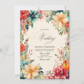 Invitation Mariage élégant avec fête et code QR à l'aquarelle (Devant)