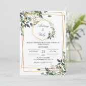Invitation mariage élégant avec feuillage botanique chic (Debout devant)