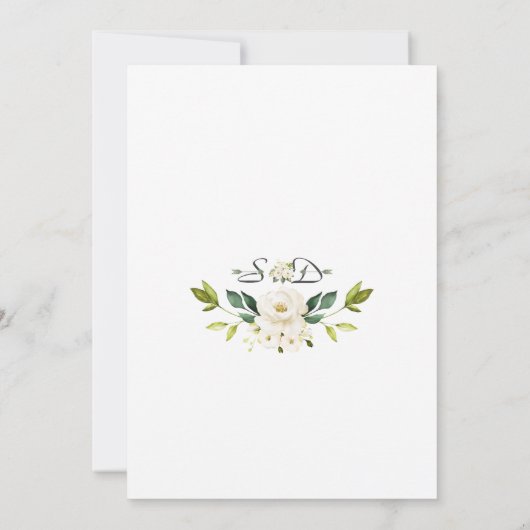 Invitation Mariage élégant avec fleurs blanches délicates et (Dos)