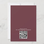 Invitation Mariage élégant avec fleurs bordeaux Code QR Budge (Dos)