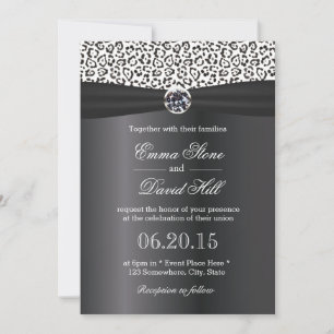 Invitation Mariage élégant avec impression de léopard des nei