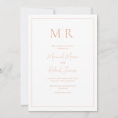 Invitation Mariage élégant avec monogramme moderne de pêche (Devant)