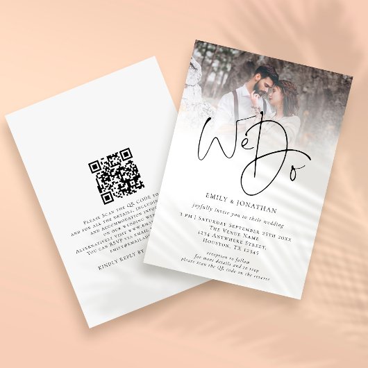Invitation Mariage élégant avec QR Code de photo